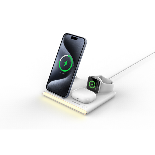 PowerGlow - Jabees PowerGlow 4-In-1 Foldable Wireless Charging Station with LED Night Light